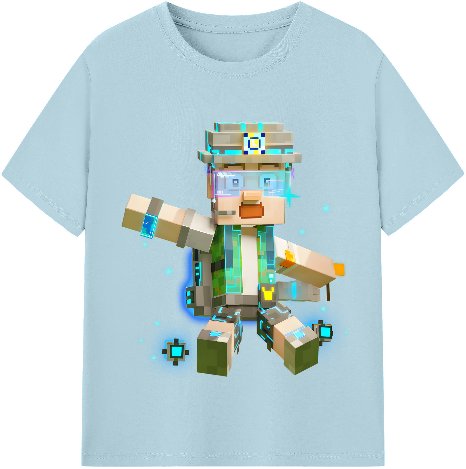 （画像用） マインクラフト ブロックの世界 Minecraft MC Block world 綿100％半袖Tシャツ（フロントプリント）